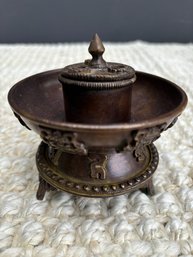 Vintage Brass Inkwell  Handcrafted Decorative Piece