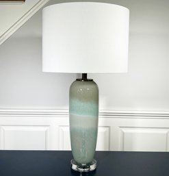 A Modern Art Ceramic Lamp On Lucite Base