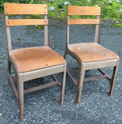Two Industrial Steel And Laminate Chair