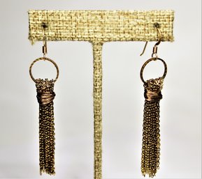 Pair Vintage Gold Tone Tassel Pierced Earrings