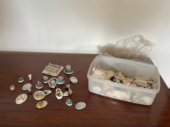 Box Of Small Porcelain Flowers And Crafts