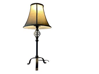 Pair (2) Of Black Wrought Iron Table Lamps With Shades