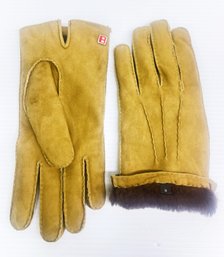 Men's Vintage Bally Suede Gloves Lined With Rabbit Fur- Size 8- NOS