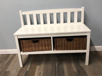 Hallway Bench With Woven Storage Basket Storage