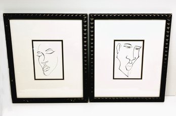 Two Interesting Minimalist Prints By Lenoir- Framed And Double Matted