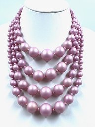 Vintage 4 Link Pale Dusty Rose Graduated Bead Necklace