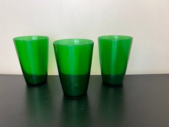 MCM Anchor Hocking Emerald Green Tumbler Trio