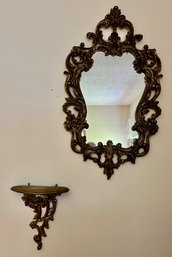 Syroco-Wood Florentine Mirror & Wall Shelf
