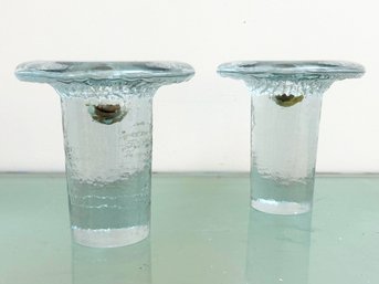 A Pair Of Modern Art Glass Candlesticks