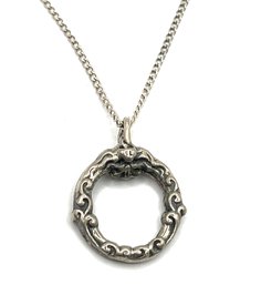 Vintage Sterling Silver Sarah Coventry Chain With Ornate Open Circle Pendant