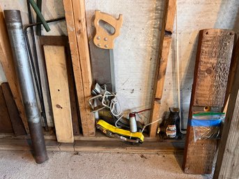 Various Wood Items & Large Saw