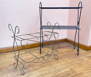 A Pair Of Vintage Metal Shelves