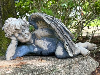 A Cast Fiberglass Garden Angel - AS IS