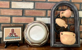 Aztec Style Decor Working Water Fall Picture And Bowl Shaped  Mirror