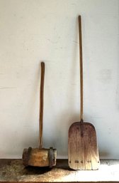 Two Americana Farm Tools Large Mallet And Shovel