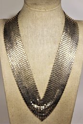 1980s Whiting And Davis Style Silver Mesh Necklace