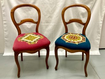 Pair Of Victorian Fruitwood, Balloon Back Chairs