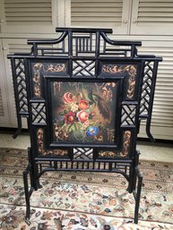 Fabulous Large Faux Bamboo Metal Fire Screen - All Hand Painted - Paid $625 From Jeanne Reed's Beautiful Piece