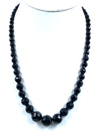 Stunning Vintage Faceted Black Austrian Crystal Single Strand