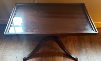 Small Square Glass Top Wooden Table