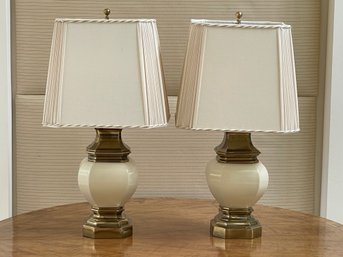 Pair Of Ceramic And Brass Stiffel Table Lamps