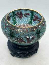 Fine Vintage Chinese Plique A Jour Vase On Stand