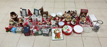 Large Lot Of Christmas Decor, Figures, Ceramic, Glass, Etc.