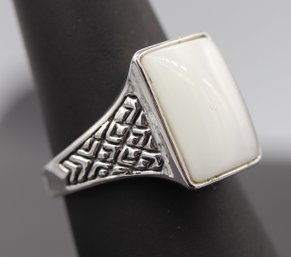 Intricate Design Sterling Silver & Mother Of Pearl Statement Ring