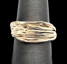 Vintage Sterling Silver Hand Made Textured Wrap Around Ring, Size 9