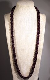 Fine French Braided Bohemian Garnet Beaded Necklace 26' Long A