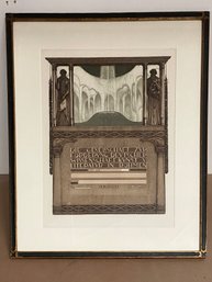 Richard Teschner Diploma Per Gesellschaft 24x30 Outstanding Art Nouveau Frame Antique Lithograph