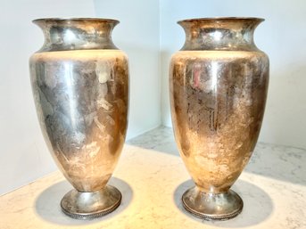 Pair Of Silverplate Vases