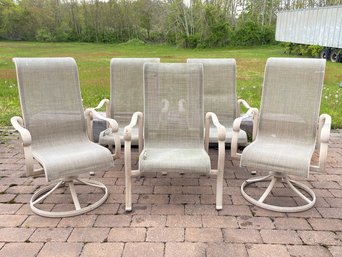 A Set Of 8 Tubular Aluminum And Mesh Outdoor Chairs By Hampton Bay