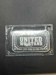 Beautiful ONE Ounce .999 Fine Silver Bar United We Stand