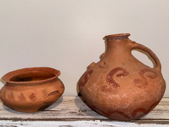 Peru Native Clay Vessels Hand Formed & Fired Made Only In The Huancus Village Near The Amazon River- Food Safe