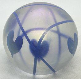 Brilliant Vintage Signed TERRY CRIDER 'Heart In Vine' Art Glass Paperweight