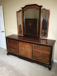 Lovely BROYHILL Ming Dynasty Triple Dresser With Mirror - Very Nice Piece - We Have The Whole Set - NICE !