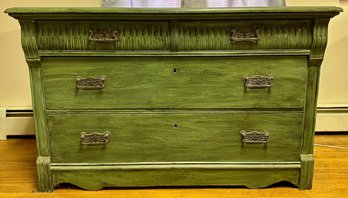 Green 'Antiqued' Four Drawer Dresser
