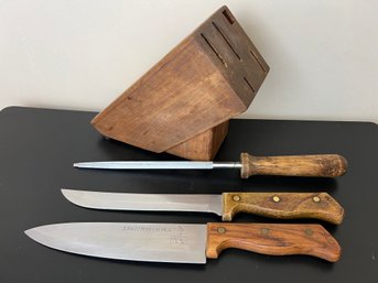 Armstrong Forge Chef & Slicer Knives With Sharpener & Block