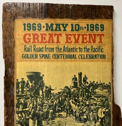 Vtg 10 May 1969 Decoupage Great Event Poster - Railroad - Last Driven Golden Spike Centennial - Salt Lake City