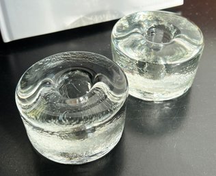 Pair Of Vintage Blenko Glass Candle Holders