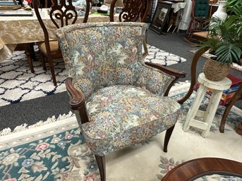 Nice Wood Trim Chair With Tapestry Upholstry