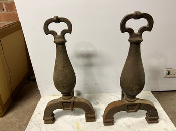 Antique Craftsman Style Fireplace Andirons