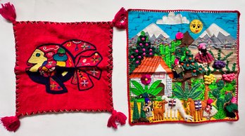 South American Folk Art Handmade Pillow Cover & Wall Hanging
