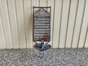 Early 1900s Taper Candle Wall Sconce With Repurposed Cheese Grater Backplate