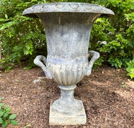 A Vintage Cast Iron Urn - With Drainage Tube