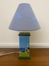 Landscape Painted Wooden Lamp
