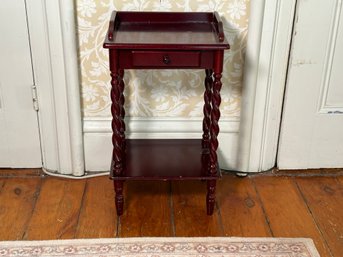 One Drawer Cherry End Table With Spiral Legs
