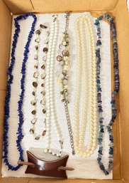 Beautiful And Huge Collection Of Different Types Of Necklaces And One Hair Holder Clip.