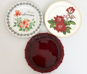 A Cranberry Glass Cake Platter And More